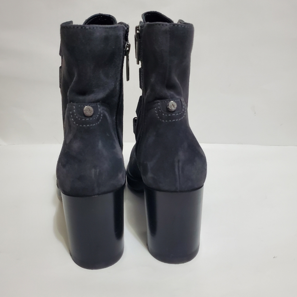 Aqautalia Indira Boot Gray Suede block heel ankle bootie side zip - Picture 5 of 16